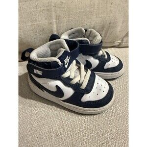 EUC! Nike Court Borough Mid 2 Little Kids Shoes BLUE White Sz 6C CD7784-107